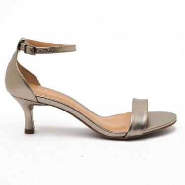 Imagem de Sandália Sapato da Corte Salto Baixo Fino Gisele, Pewter, 35