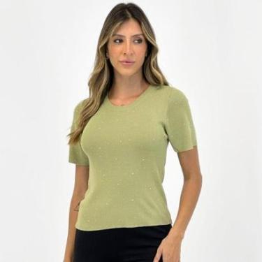 Imagem de Blusa 3RD Tricot com Strass Manga Curta Feminina-Feminino