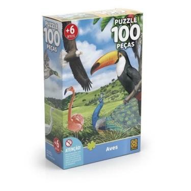 Imagem de Quebra-Cabeça Cartonado Aves 100 Peças - Grow