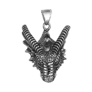 Imagem de Colar Masculino Vintage Com Pingente De Dragão Viking Em Aço Inoxidáve