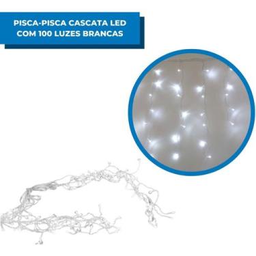 Imagem de Pisca Pisca LED Cascata LED 100 Luzes 2,3 metros com Extensor Branco -