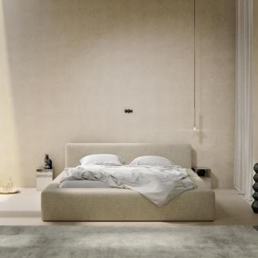 Imagem de Cama Estofada Siena 1.95m King em Linho Design Moderno Casal - Aprire 