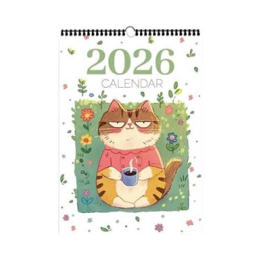 Imagem de Calendário De Parede Com Ilustrações De Gatos Fofos 2026, Planejador M