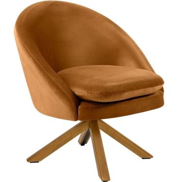 Imagem de Poltrona Giratória Para Sala Rafa Giromad Castanho Veludo Camel - Nexta Casa