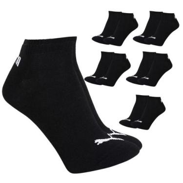 Imagem de Kit 6 Pares Meias Puma Cano Baixo Adulto Algodão Original, Preto, 39/4