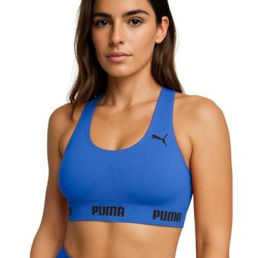 Imagem de Top Puma Feminino Original Nadador Academia Fitness, Azul, Preto, eg