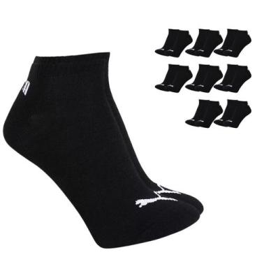 Imagem de Kit 9 Pares Meias Puma Cano Baixo Adulto Algodão Original, Preto, 39/4