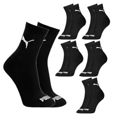 Imagem de Kit 6 Pares Meias Puma Cano Médio Adulto Algodão Original, Preto, 34/3