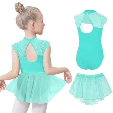Imagem de Gogokids Collant de balé para meninas, collant de dança, vestido de dança de renda vaza...
