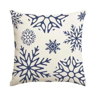 Imagem de Capa De Almofada Azul De Natal Com Estampa Unilateral Para Sofás De Sa