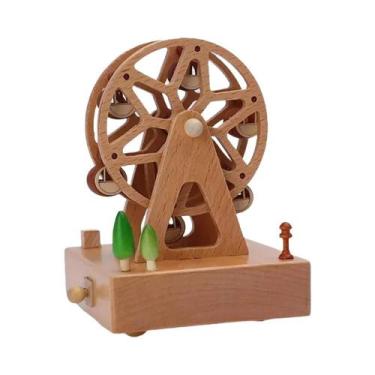 Imagem de Ornamento De Natal De Madeira, Caixa De Música Rotativa Com Trem, Deco