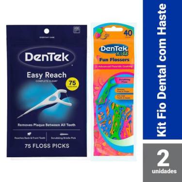 Imagem de Kit DenTek Fio Dental Floss Picks Clean Easy Reach c/ 75 un + Fio Dent