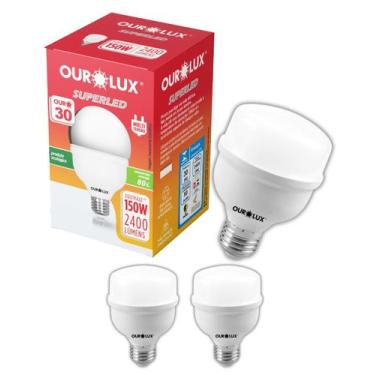 Imagem de 3 Lâmpadas LED 30w Bivolt Base E27 Cor Da Luz Branco Quente Ourolux