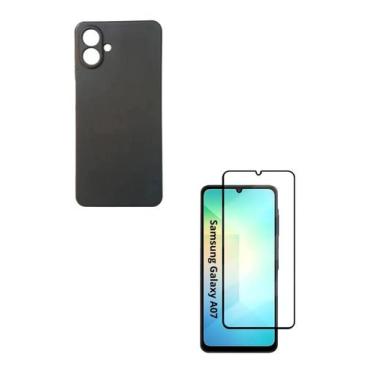 Imagem de Capinha Silicone Aveludada Preto + Película 3D Vidro Temperado Samsung