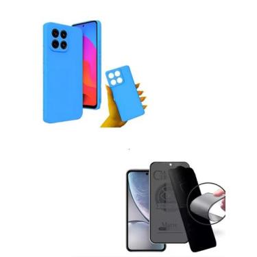 Imagem de Película Privacidade Fosca Moto Edge 60 Pro + Capa Case Aveludada Azul