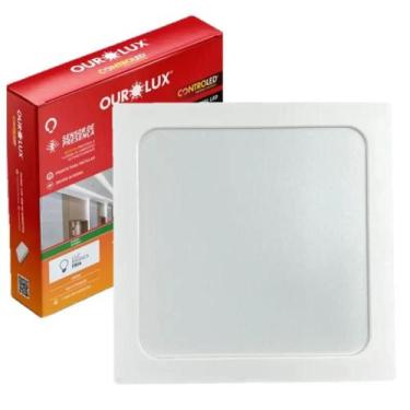 Imagem de Plafon Quadrado Sobrepor com Sensor de Presença 18W 6500K 02607 Ourolu