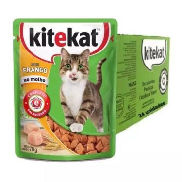 Imagem de Caixa de sachês Nestlé Kitekat para gatos adultos sabor frango 70g. co