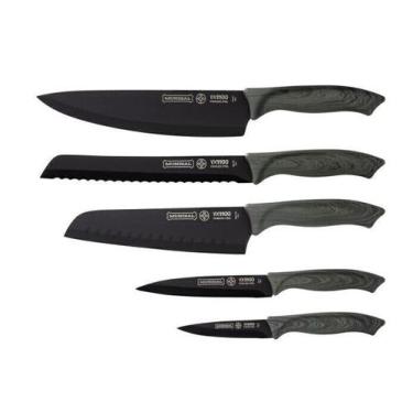Imagem de Conjunto De Facas 5pç Pretas - Mundial (vx9900-5)