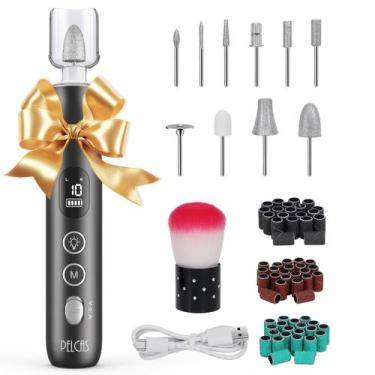 Imagem de Furadeira de unhas sem fio PELCAS AOL05 de 10 velocidades com LED cinz