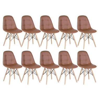 Imagem de Laraz, Kit 10 cadeiras estofadas Charles Eames Eiffel Botonê com pés d