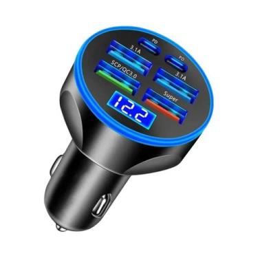 Imagem de Carregador De Carro PD De 6 Portas QC3.0 Com Display Digital E Carrega