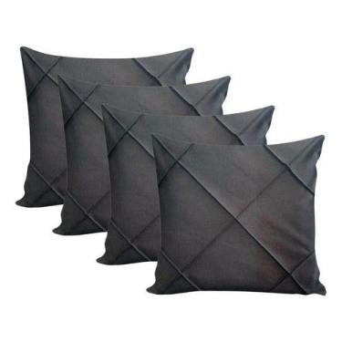 Imagem de Kit 4 Capa Almofada Sala Suede Drapeada Toque Macio 45 X45cm - NoBrand