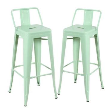 Imagem de Laraz Home Decor, Kit 2 Banquetas Iron Tolix Alta com Encosto 76 cm - 