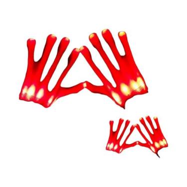 Imagem de Luvas De LED Neon Luminosas Com Caveira Piscante Para Festa De Hallowe