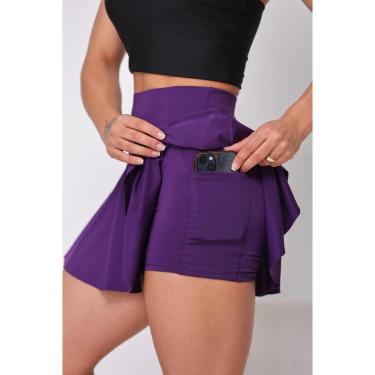 Imagem de Short Saia Babado Com Bolso Cintura Alta Academia Suplex Fitness Wolfox-Feminino