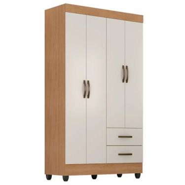 Imagem de Guarda-Roupa Solteiro Grande 4 Portas 2 Gavetas e 4 Prateleiras Lisa M