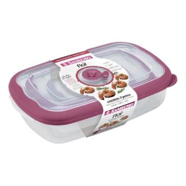 Imagem de Kit 3 Potes Plásticos Retangulares com Tampa - SANREMO