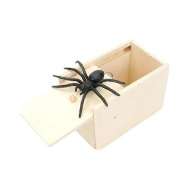 Imagem de Caixa De Pegadinha De Madeira Com Aranha Engraçada, Pegadinha De Quali