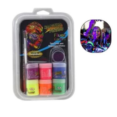 Imagem de Kit Maquiagem Facial Tinta Líquida Artística Neon Gliter  - Rostinho P