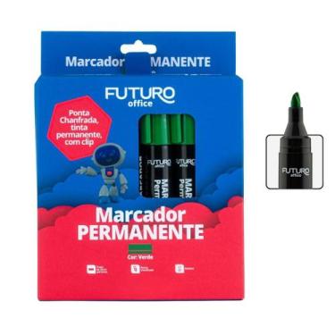 Imagem de Caixa Com 10 Unidades Marcador Permanente Chanfrado 4 Cores - Futuro O