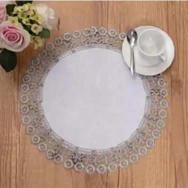 Imagem de Kit Lugar Americano Redondo Bali Renda Inglesa 02 Peças Argivai Prata