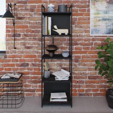 Imagem de Estante com 5 Prateleiras 152x45x33cm com Fundo Yon Preto - Metalig
