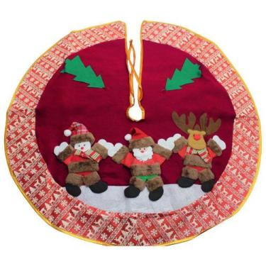 Imagem de Saia Para Árvore de Natal Vermelha Temática Papai Noel Rena Boneco De 