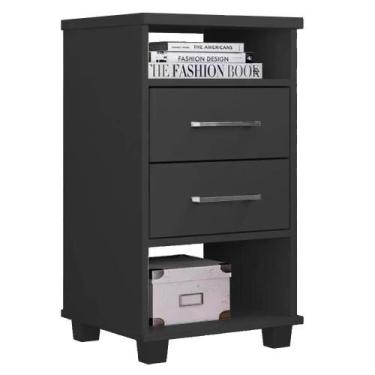 Imagem de Mesa de Cabeceira Valente com 2 Gavetas Rud Rack Cor Preto, Preto