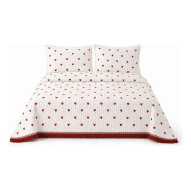 Imagem de Colcha Cobre Leito Piquet SS Têxtil Coração - Queen/King Size Macio e 