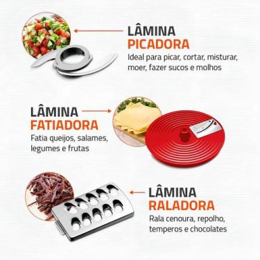 Imagem de Multiprocessador Turbo Chef 7 em 1 Mondial 1000W MPN-01-RE Vermelho, V