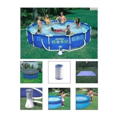 Imagem de Piscina Intex 6503 Litros Standard com Bomba Filtro 3785 lh 220v Capa Forro e Kit de Limpeza