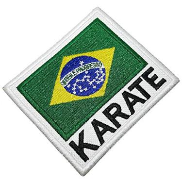 Imagem de AM0241T 01 BR44 Karatê bandeira Brasil patch bordado passar a ferro costurar