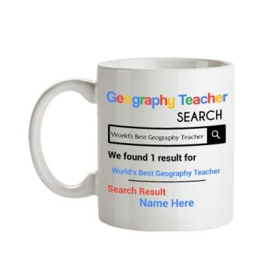 Imagem de SpreadPassion Caneca personalizada para professor de geografia - Presentes personalizados para professores de geografia - Caneca de café de 445 ml - Personalizada com o nome do seu professor de geografia