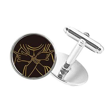 Imagem de DIYthinker Abotoaduras Budismo Religião Mão Padrão Busto Botão Redondo Abotoaduras