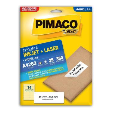 Imagem de Etiqueta Pimaco A4 25 Folhas A4263 38,1Mmx99Mm