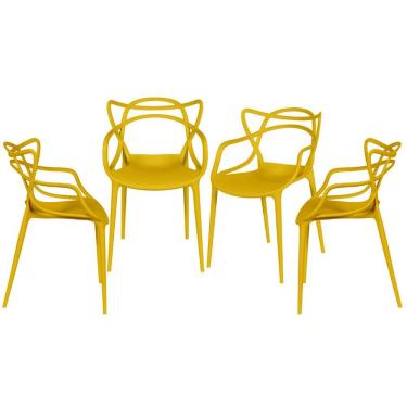 Imagem de Kit 04 Cadeiras Boxbit Solna Polipropileno Amarela