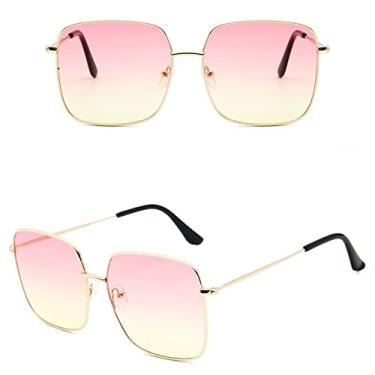 Imagem de Fashion Square Sunglasses Woman Ladies Sunglasses Male Female Vintage Big Frame Alloy Colorful Ocean Mirror,6,China
