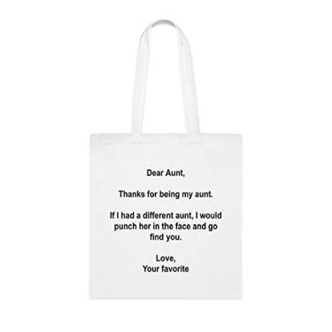 Imagem de Dear Aunt Tote bag, Aunt Gift, Aunt Christmas, Aunt Gift idea, Gift For Aunt, Aunt Shoulder bag, Aunt reutilizável bags, Gift for Aunt of Favorite Primin, Branco