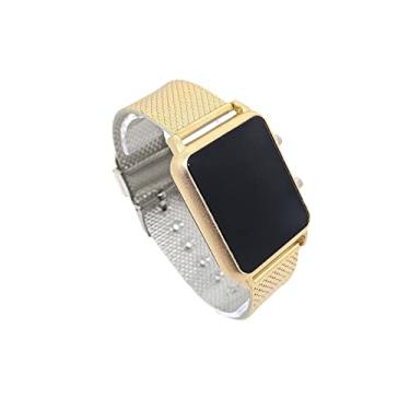 Imagem de Relógio Led Digital Touch Pulseira de Aço Dourado Masculino Feminino na Caixa Moda 2020