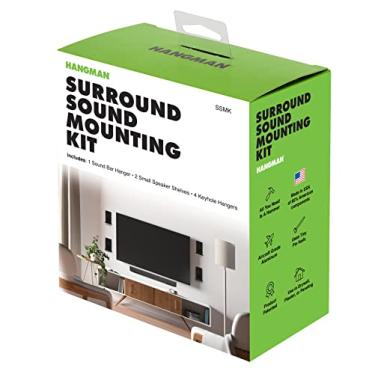 Imagem de Hangman Kit de montagem de som surround sem pino sem furadeira barra de som cabide prateleira de alto-falante para drywall SSMK